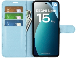 Xiaomi Redmi Note 15 Pro 4G Lederhülle Karten Portemonnaie hellblau