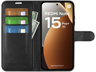 Xiaomi Redmi Note 15 Pro+ Lederhülle Portemonnaie Karten Etui schwarz