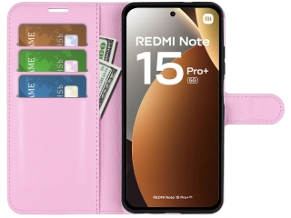 Xiaomi Redmi Note 15 Pro+ Lederhülle Portemonnaie Karten Etui rosa