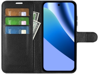 Google Pixel 10a Lederhülle Portemonnaie Karten Etui schwarz