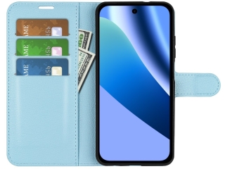 Google Pixel 10a Lederhülle Portemonnaie Karten Etui hellblau
