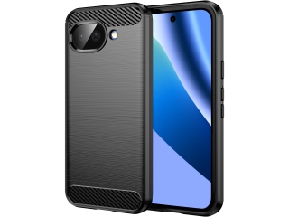 Google Pixel 10a Carbon Gummi Hülle TPU Case schwarz