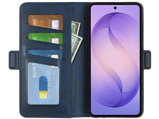 Samsung Galaxy S26+ Leder Hülle Karten Ledertasche dunkelblau