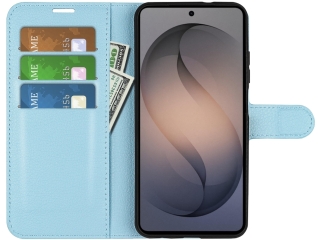 Samsung Galaxy S26 Ultra Lederhülle Portemonnaie Karten Etui hellblau