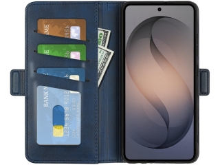 Samsung Galaxy S26 Ultra Leder Hülle Karten Ledertasche dunkelblau