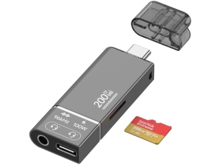 USB-C TF Kartenleser 4-in-1 mit 3.5mm Klinke & 100W PD