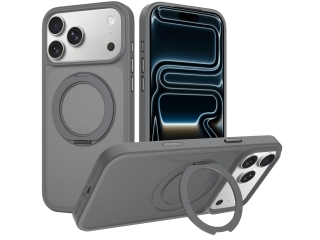 Apple iPhone 17 Pro Fallschutz Hülle mit MagSafe Standring graphit