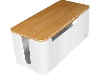 LogiLink Kabelbox 320x140x130 mm weiss mit Bambus-Deckel