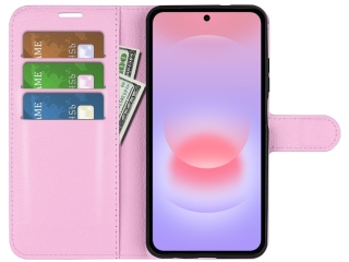 Samsung Galaxy A37 Lederhülle Portemonnaie Karten Etui rosa