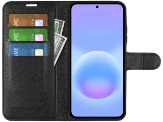 Samsung Galaxy A57 Lederhülle Portemonnaie Karten Etui schwarz