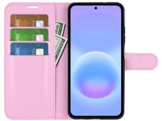 Samsung Galaxy A57 Lederhülle Portemonnaie Karten Etui rosa