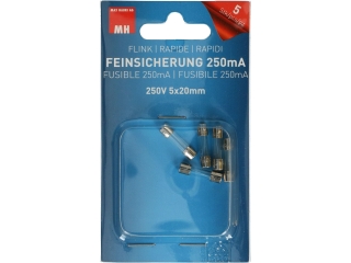 Feinsicherung 250mA 250V 5x20mm 5 Stück