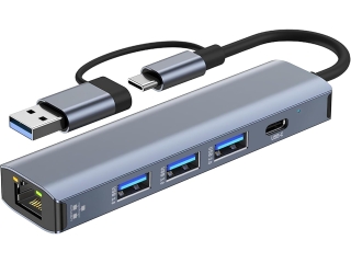 5-in-1 USB-C & USB-A Hub mit Gigabit Ethernet Adapter