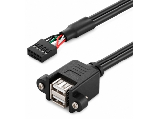 Dual USB-A Panel Mount auf USB 2.0 Mainboard Header 9-Pin 0.6m