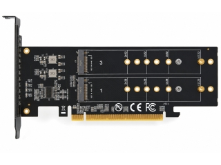PCIe 4.0 x16 auf 4x M.2 NVMe SSD Adapterkarte mit 4 Thermal Pads