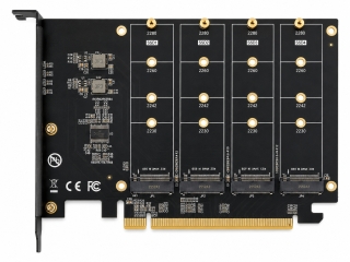 Quad M.2 NVMe SSD PCIe 4.0 x16 Adapterkarte mit 4 Thermal Pads