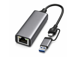 Dual USB 3.0 / USB-C auf Ethernet Adapter 1 Gbit/s