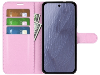Google Pixel 11 Lederhülle Portemonnaie Karten Etui rosa