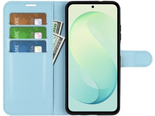 Samsung Galaxy S26 FE Lederhülle Portemonnaie Karten Etui hellblau