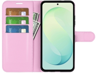 Samsung Galaxy S26 FE Lederhülle Portemonnaie Karten Etui rosa
