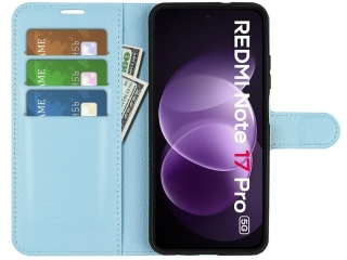 Xiaomi Redmi Note 17 Pro Lederhülle Portemonnaie Karten Etui hellblau