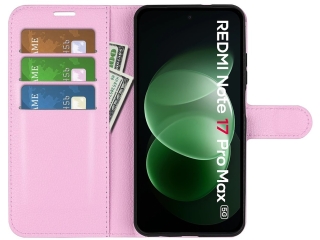 Xiaomi Redmi Note 17 Pro Max Lederhülle Karten Portemonnaie rosa