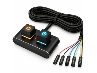 Externer PC Power/Reset-Schalter mit LED, 2 m, Aluminiumgehäuse