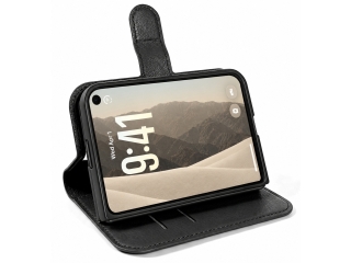 Apple iPhone Duo Lederhülle Portemonnaie Karten Etui schwarz