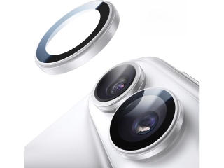Apple iPhone Duo Kameraschutz Glas mit Aluminiumrahmen silber