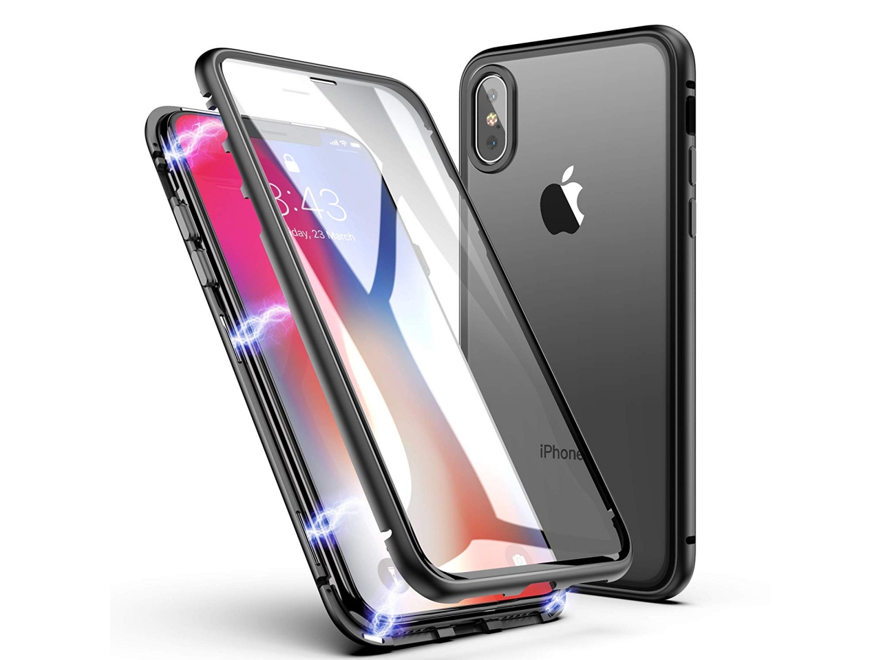iPhone Xs Alu Hülle Panzerglas Vorne & Hinten