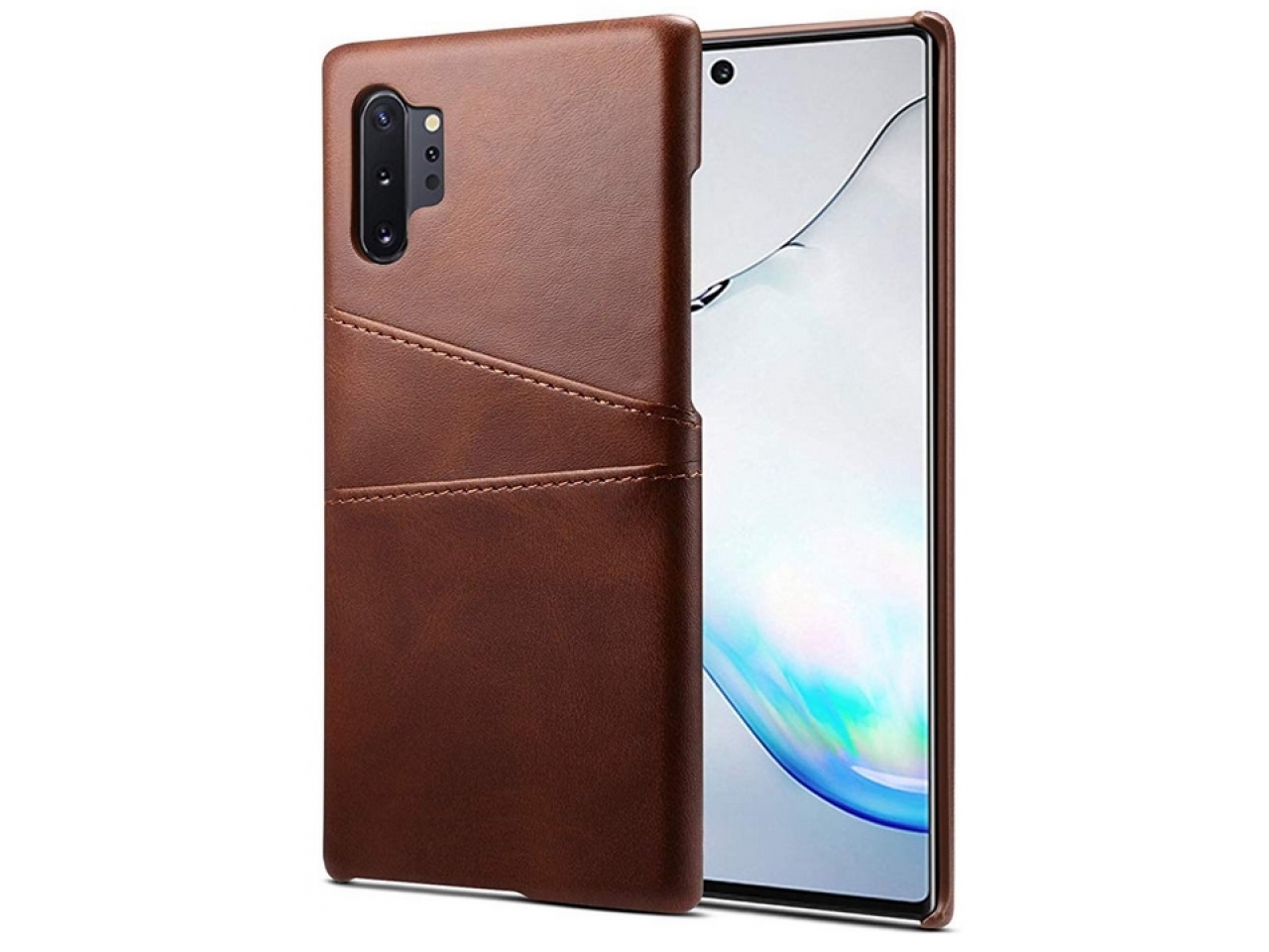 Samsung Galaxy Note 10+ Leder Case Hülle für Bank Kreditkarten braun ...