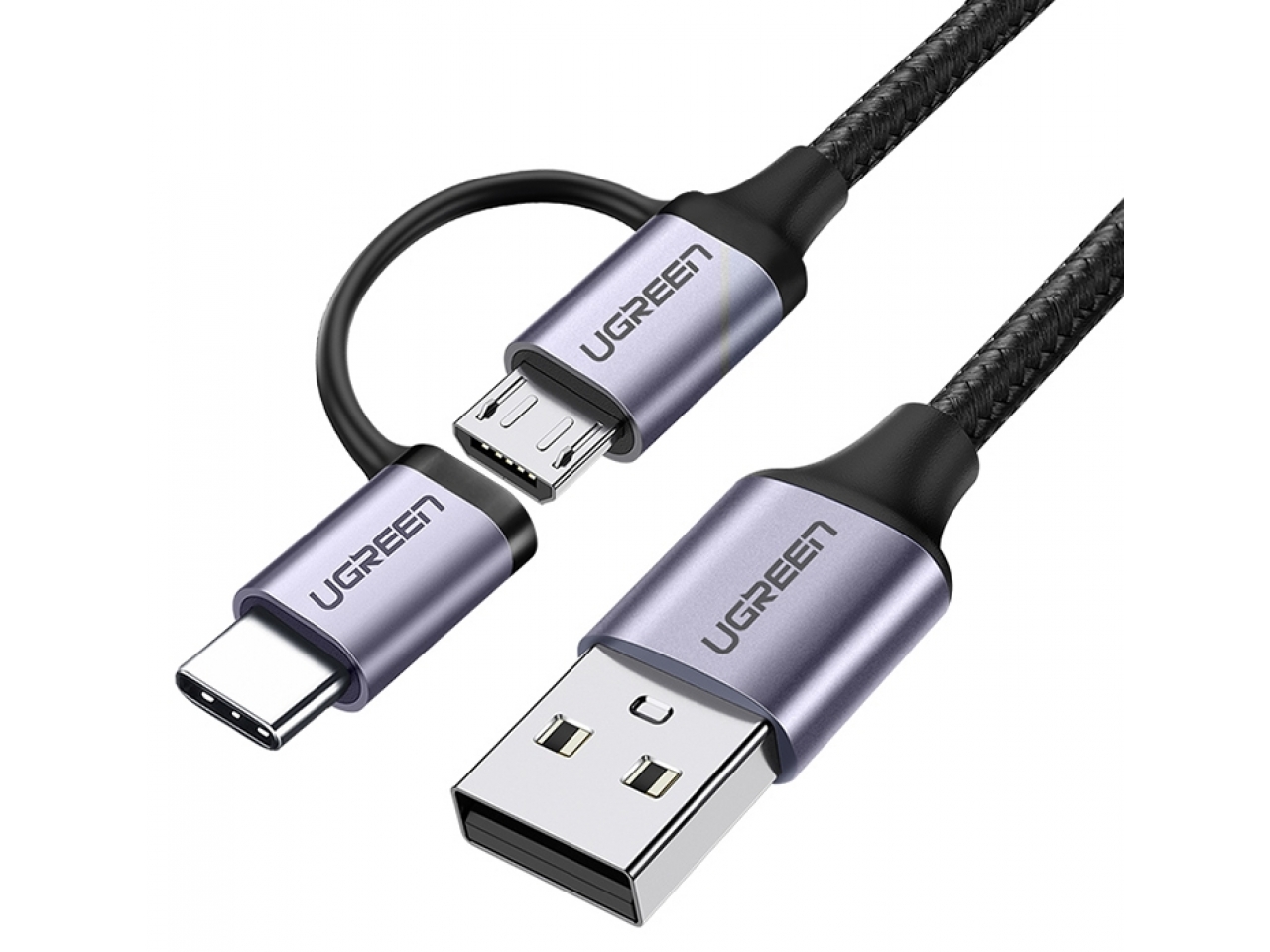 UGREEN 2in1 USBC / Micro USB auf USB Ladekabel & Sync QC 3.0 1m