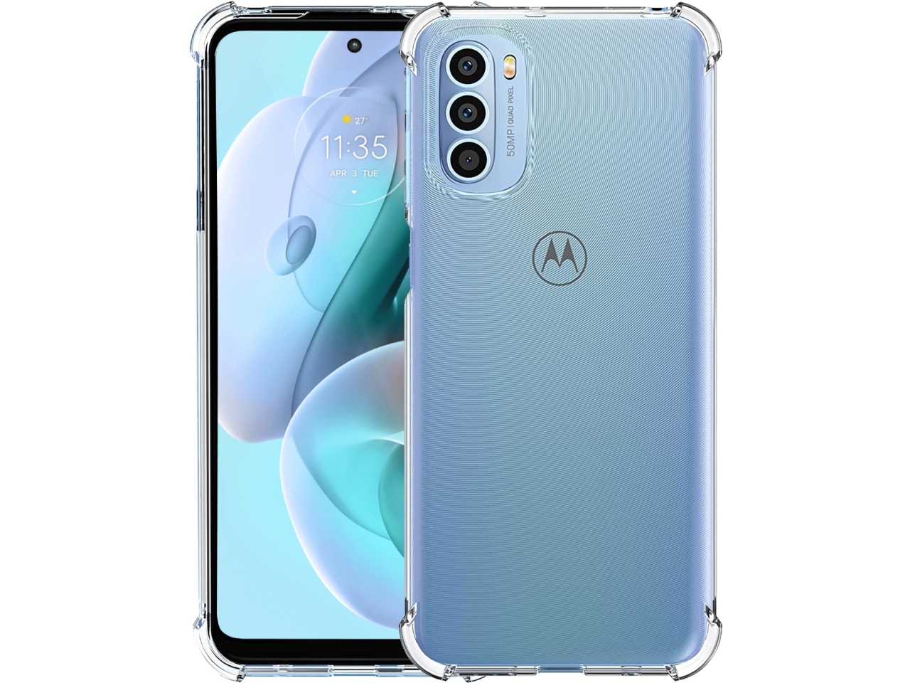Motorola Moto G31 Transparent Mobilskal Rosa Blommor - Teknikdelar.se