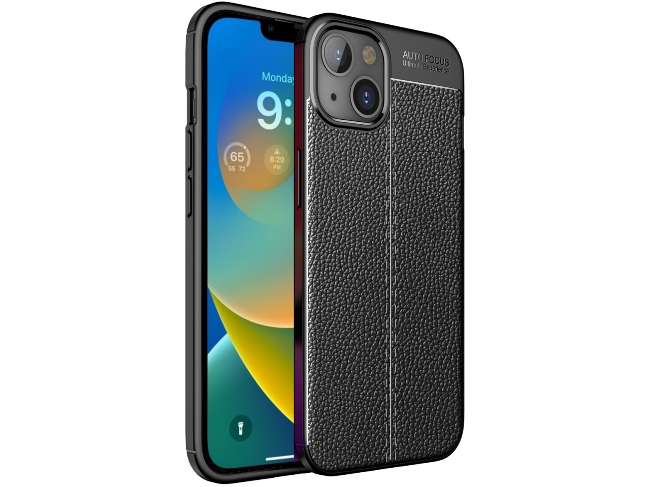 Apple iPhone 14 Plus Leder Design Gummi Hülle TPU Cover schwarz online