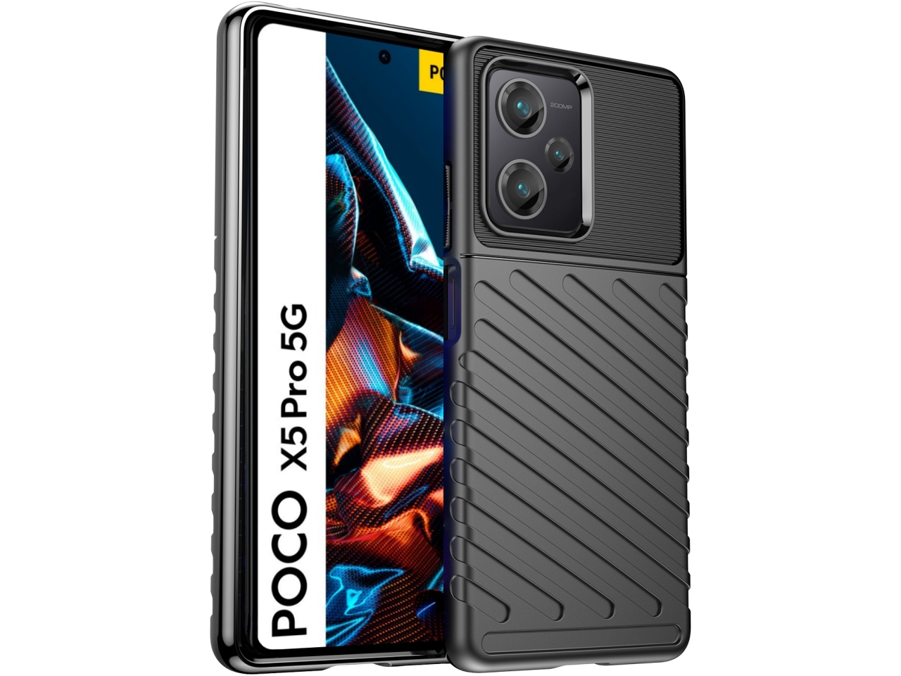 Xiaomi Poco X5 Pro 5G SpaceCase Stripes Impact-Resistant Hülle schwarz ...
