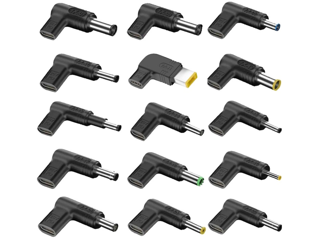 15-teiliges USB-C-zu-DC Adapter-Set (PD 19.5-20V max. 100W)