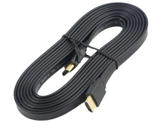 HDMI 1.4 Flachband Kabel 3 Meter - 3D / 2160p vergoldet - schwarz