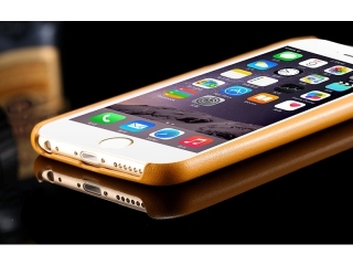 Ultra dünne Leder Hülle für iPhone 6S Plus in Hellbraun - Slim Case