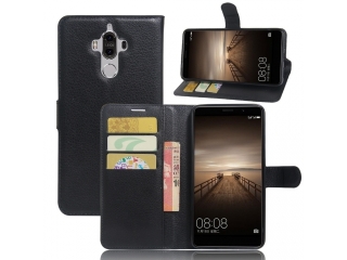 Huawei Mate 9 Ledertasche Flipcase Portemonnaie & Karten Hülle schwarz
