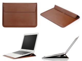 Macbook 12" & Air 11" Leder Sleeve Tasche mit Ständer Erhöhung braun