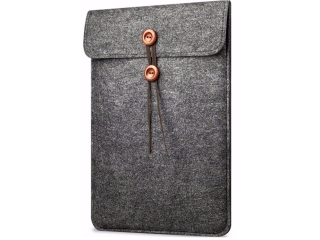 Felt Button Bag für 11" 12" MacBook & Notebook Sleeve Cover dunkelgrau