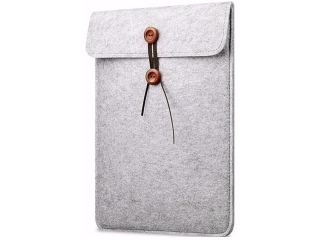 Felt Button Bag für 15" 16" MacBook & Notebook Sleeve Cover hellgrau