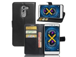 Honor 6X Ledertasche Flipcase Portemonnaie Karten Hülle schwarz