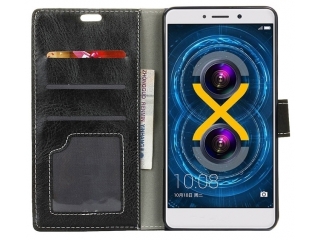 Honor 6X Lederhülle Portemonnaie Karten Etui schwarz