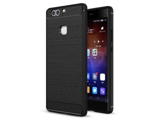 Huawei P9 Plus Carbon Gummi Hülle TPU Case schwarz