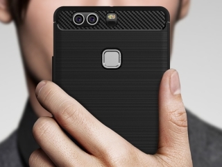 Huawei P9 Plus Carbon Gummi Hülle TPU Case schwarz