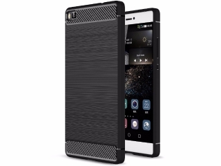 Huawei P8 Carbon Gummi Hülle TPU Case schwarz