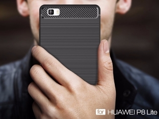 Huawei P8 Lite Carbon Gummi Hülle TPU Case schwarz