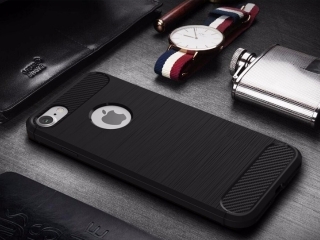 Apple iPhone 7 Carbon Gummi Hülle TPU Case schwarz
