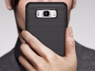 Samsung Galaxy J7 2016 Carbon Gummi Hülle TPU Case schwarz
